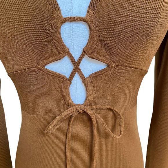 Free People Significant Other Monica Knit Dress in Chocolate Size 6 NWT - Picture 9 of 13